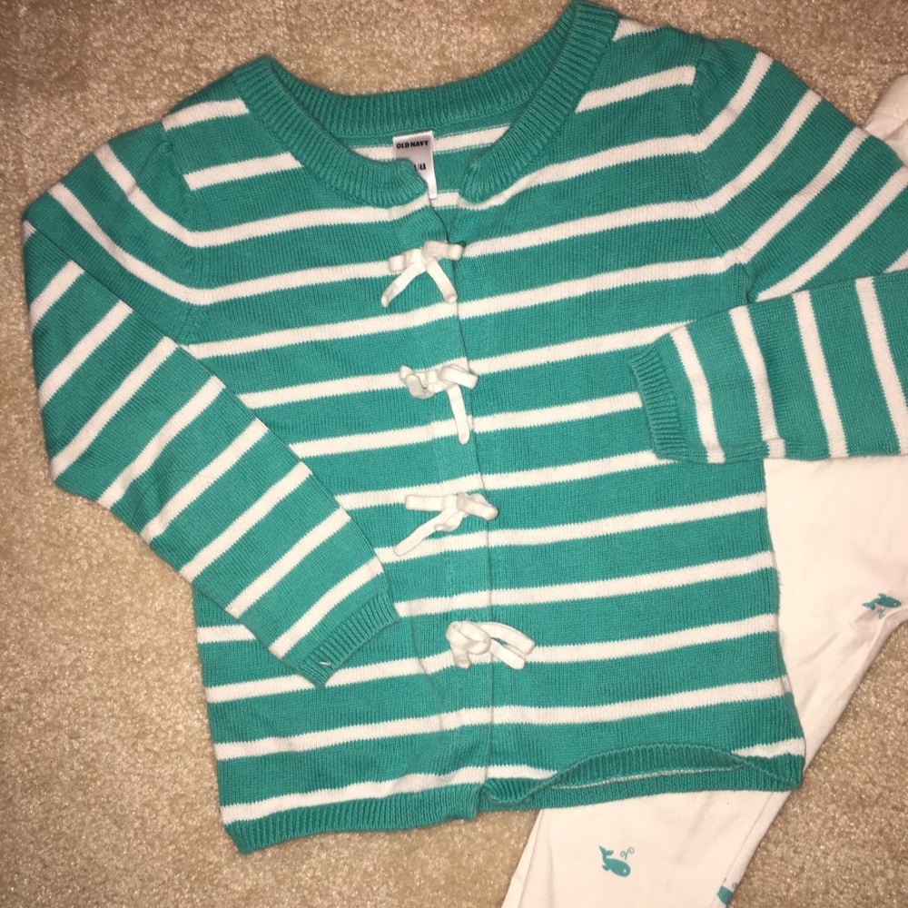 Teal and White Sweater